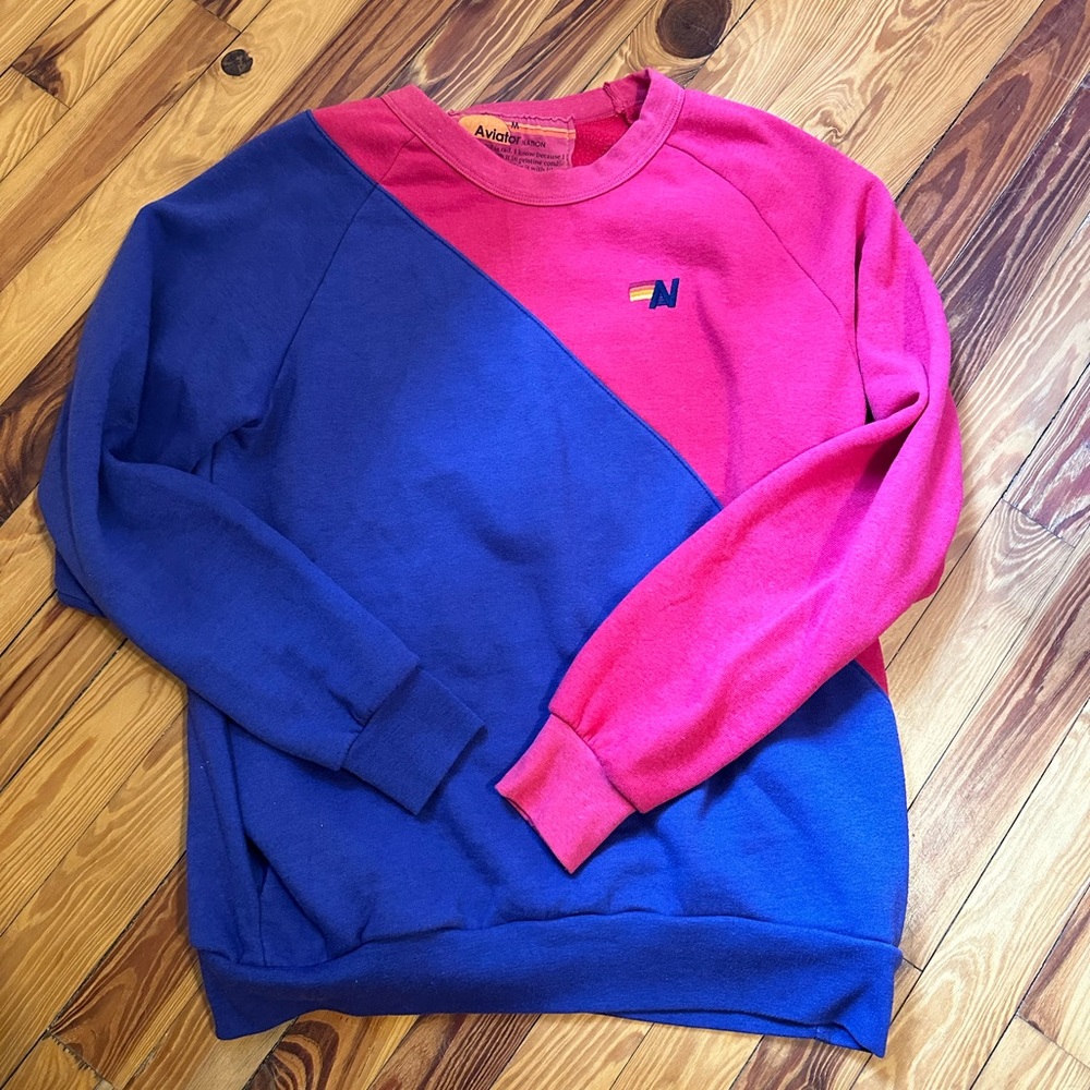 Aviator Nation Glider Crewneck Sweatshirt Medium Purple/Pink